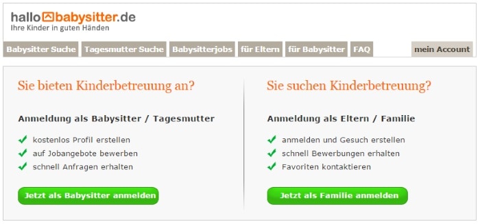 HalloBabysitter Anmeldung